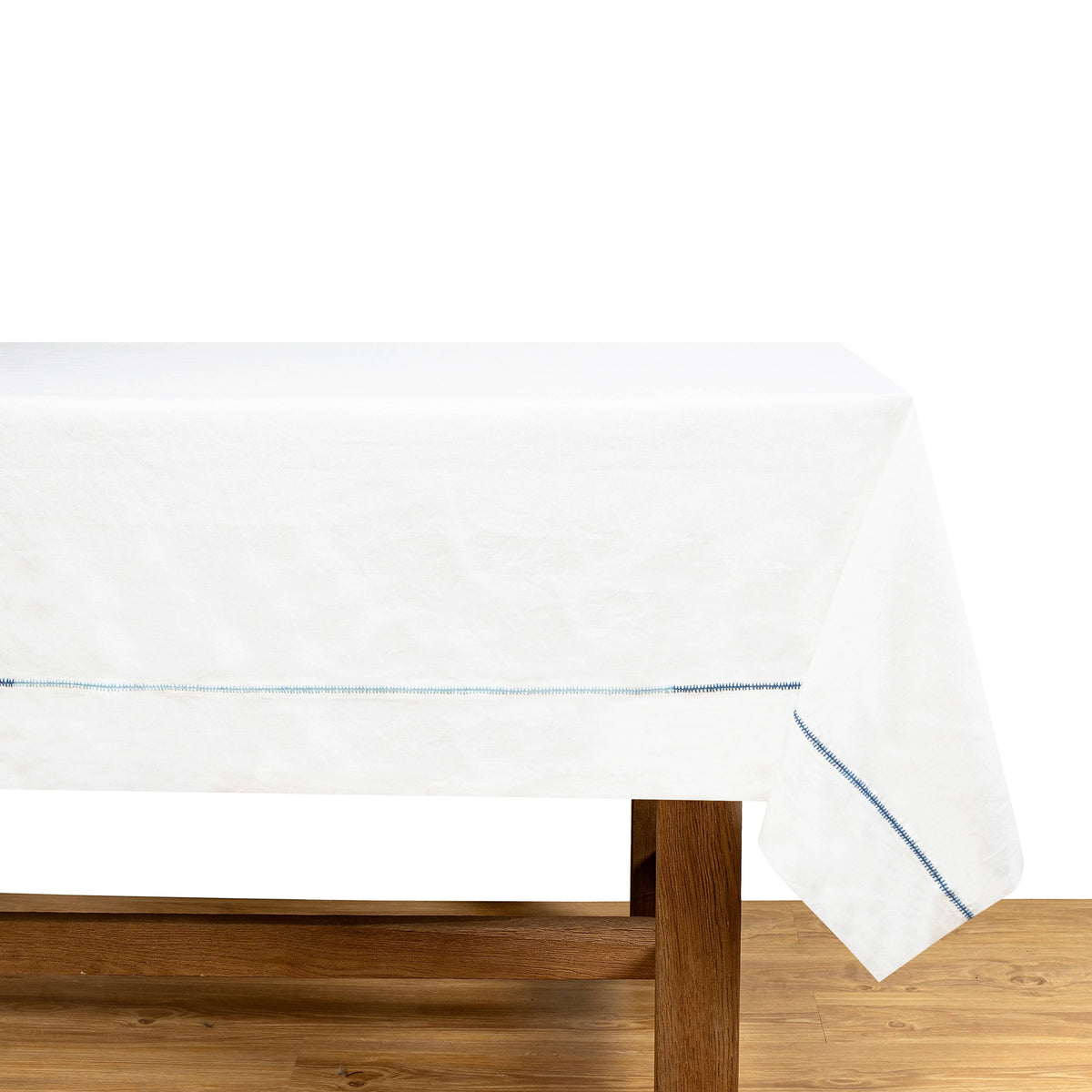 60"x90" + 2" Hem Embroidery White Tablecloth