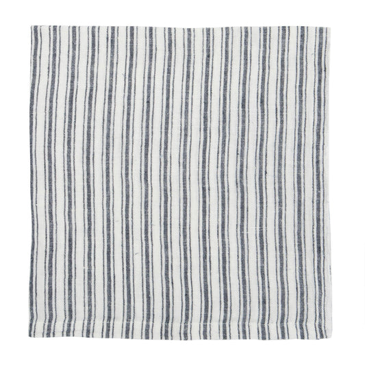 Boat Stripe Linen White & Blue Napkins 20x20 - Set of 4: White/Blue