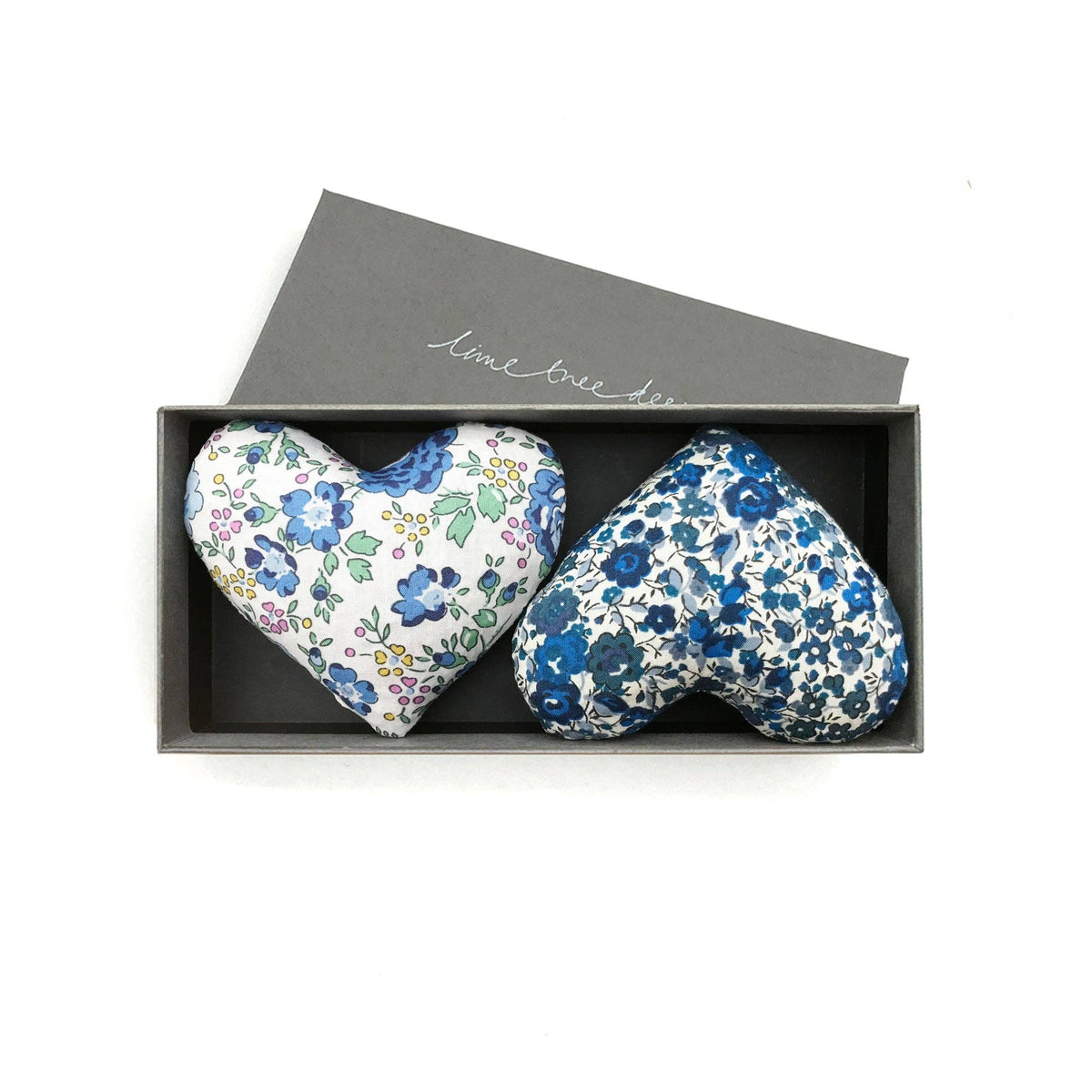 Box of 2 Cotton Lavender Hearts - True Blue