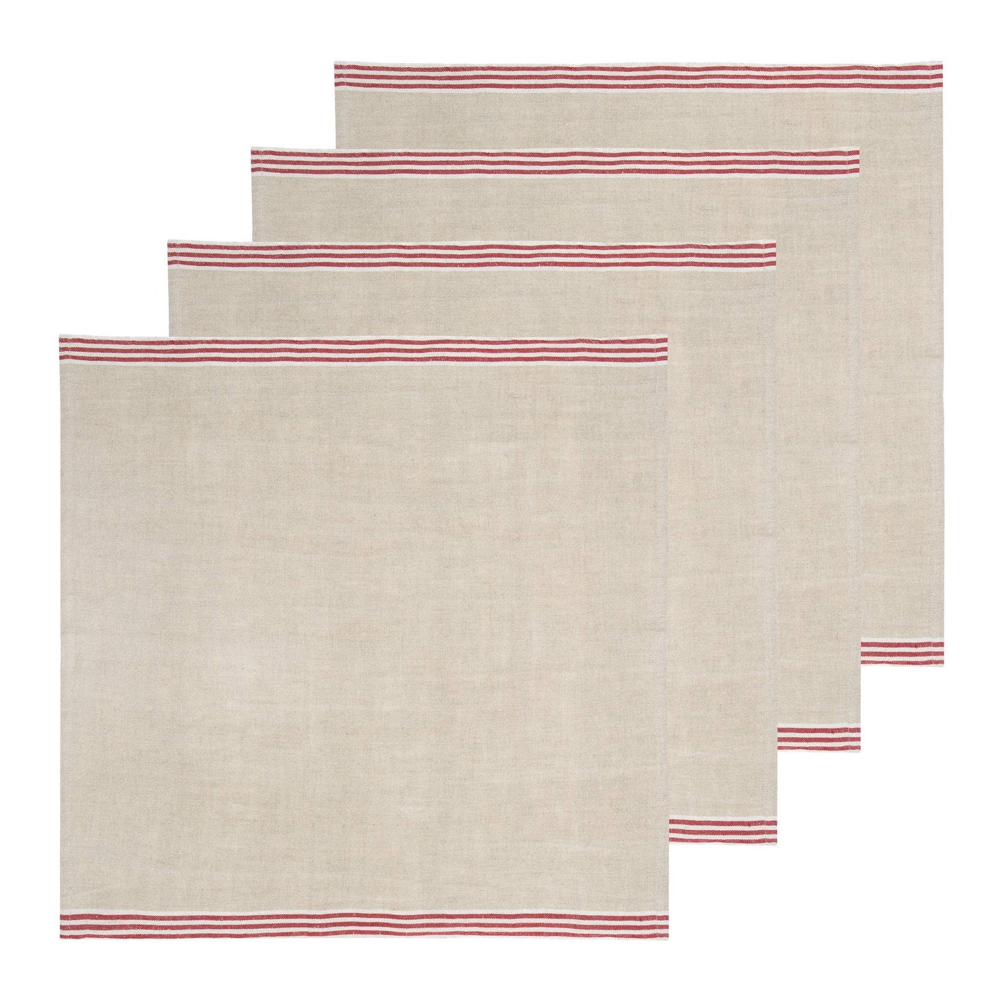 Alsace Natural & Red Napkins 20x20 - Set of 4