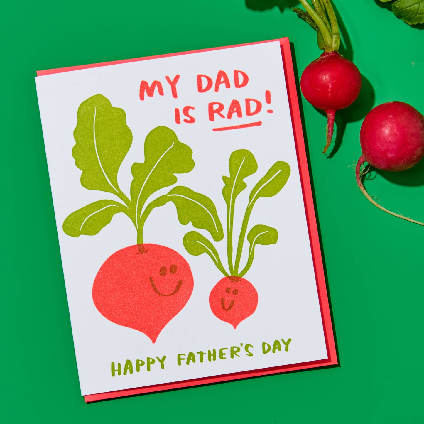 Rad Dad Letterpress Radish Father's Day Card
