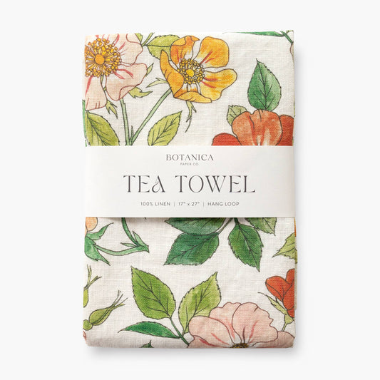 Wild Roses | 100% Linen Tea Towel