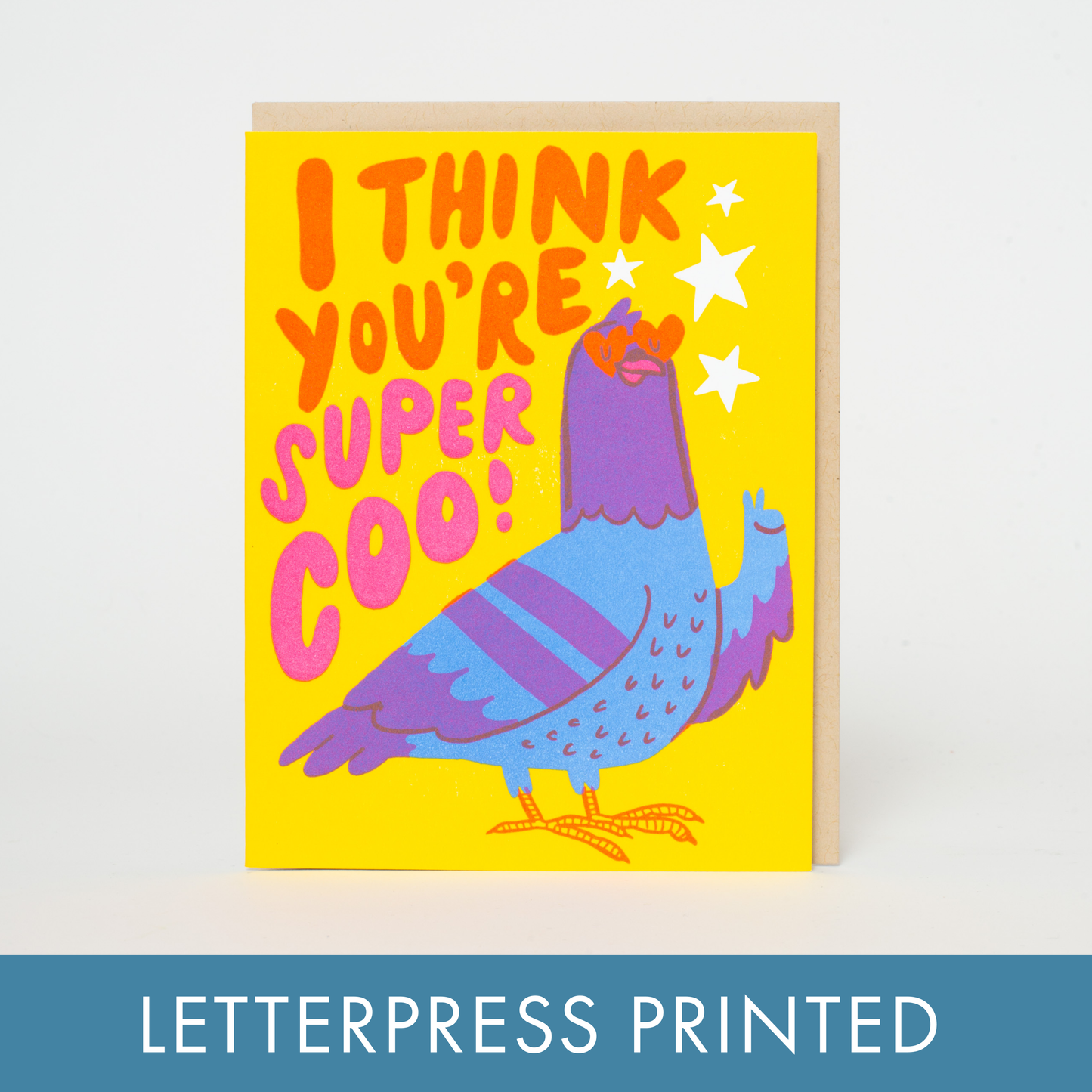 Super Coo Pigeon Love Letterpress Greeting Card by Hello!Lucky