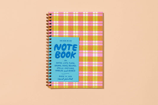 Classic Letterpress A5 Spiral Notebook—Gingham Plaid Picnic