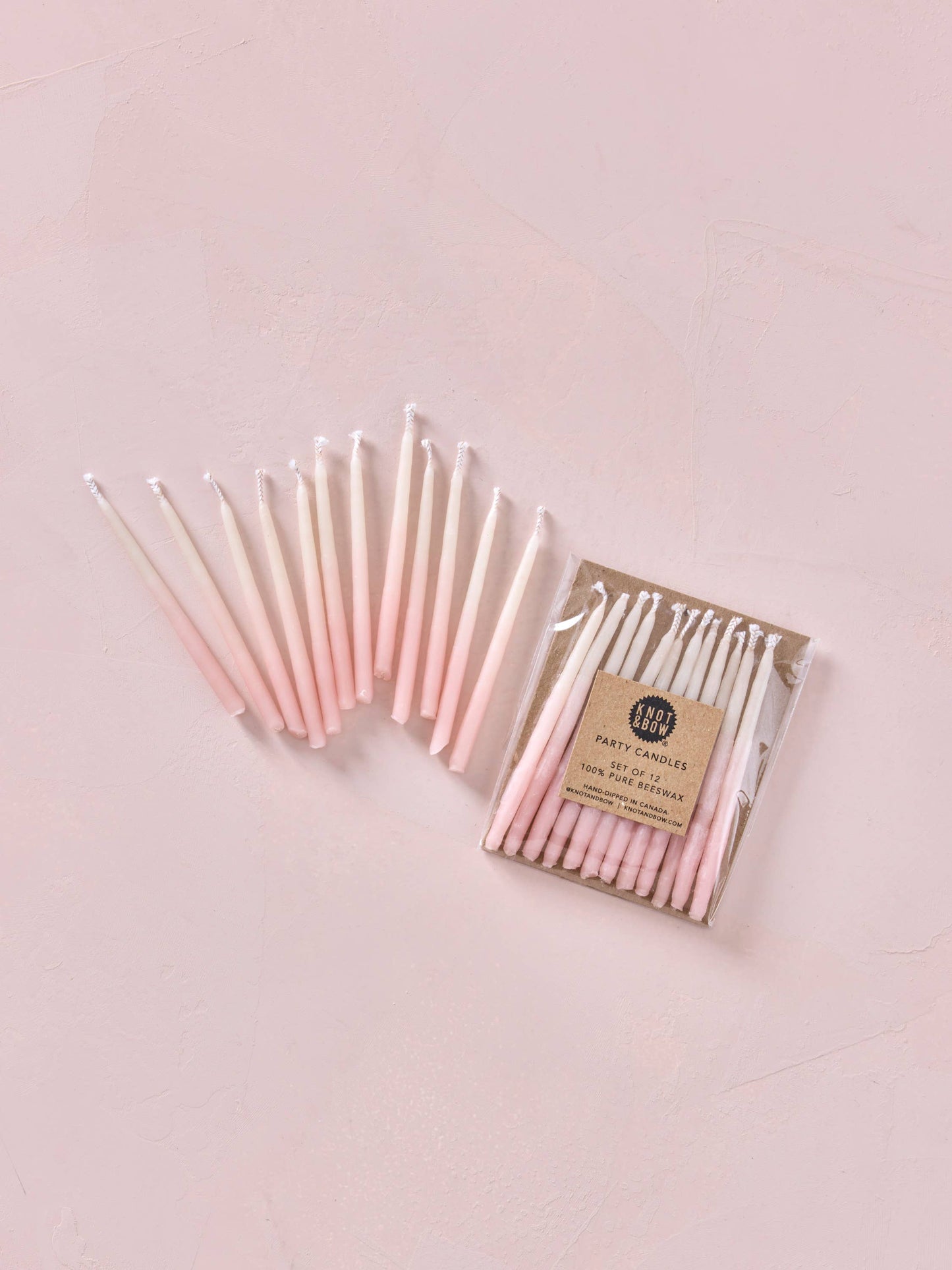 Hand-dipped Beeswax Birthday Candles | Pink Ombré : Pink Ombre