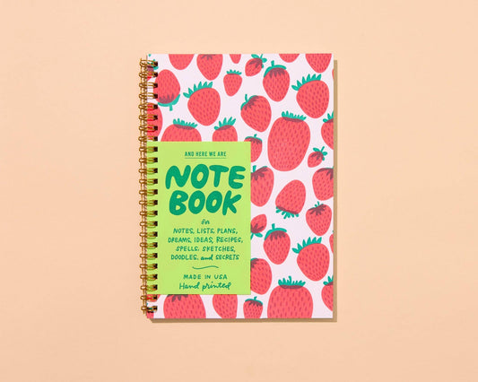 Colorful Modern Letterpress A5 Spiral Notebook—Strawberry