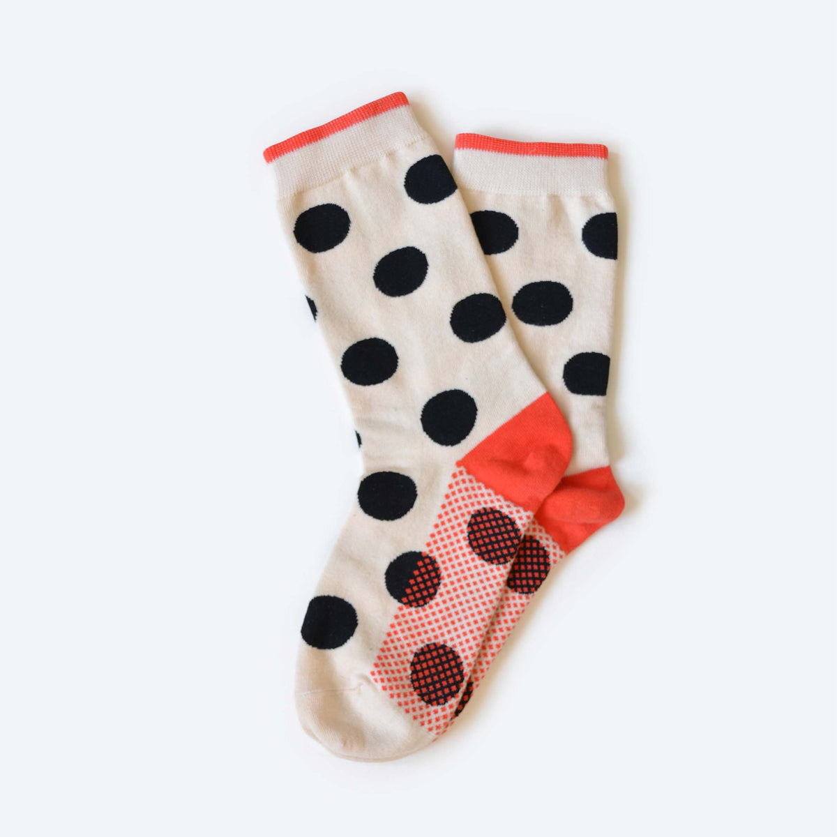 Panhandle Classic Dot Crew Socks — Cream: Small (Women's 4 - 10)