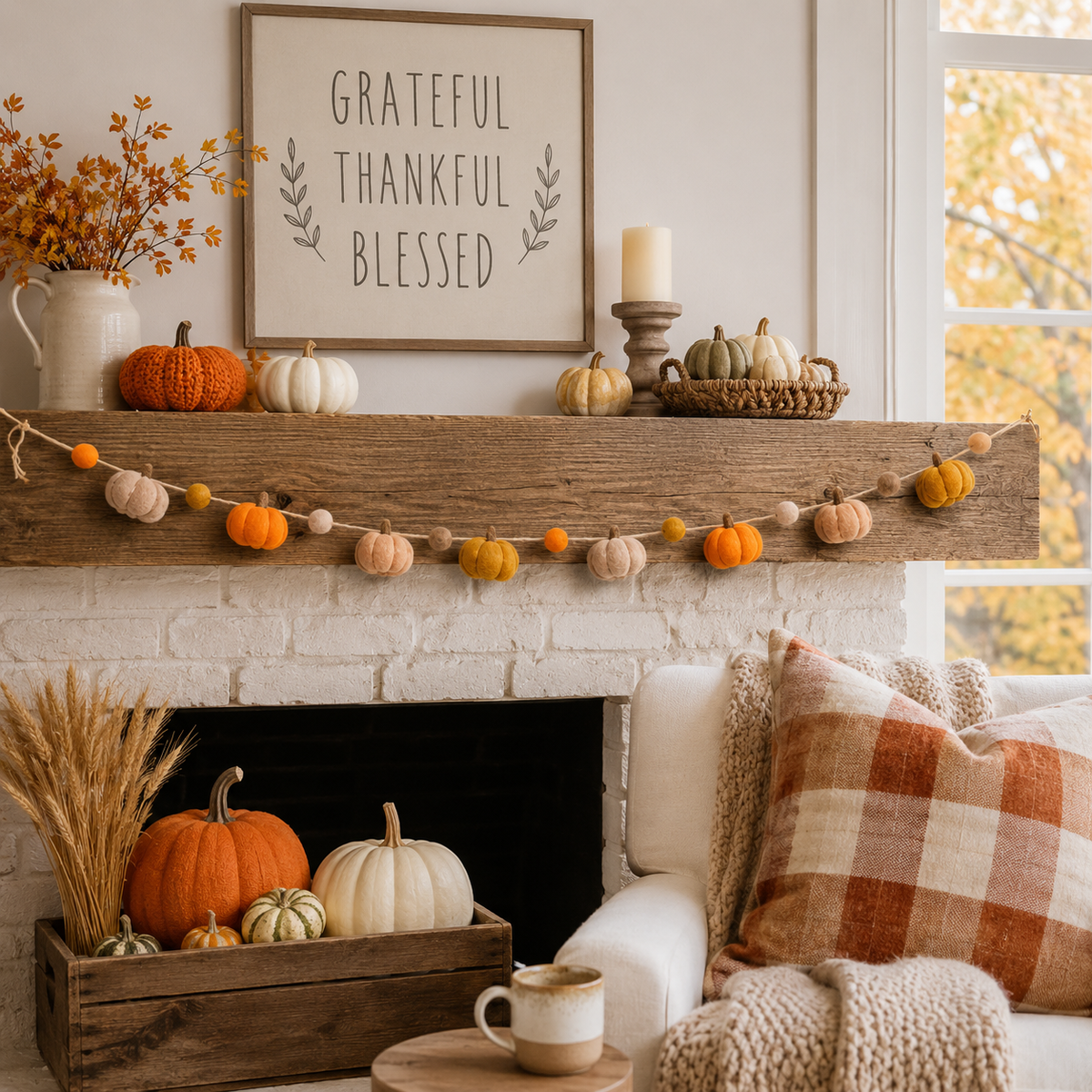 Felt Pumpkin Garland 4ft