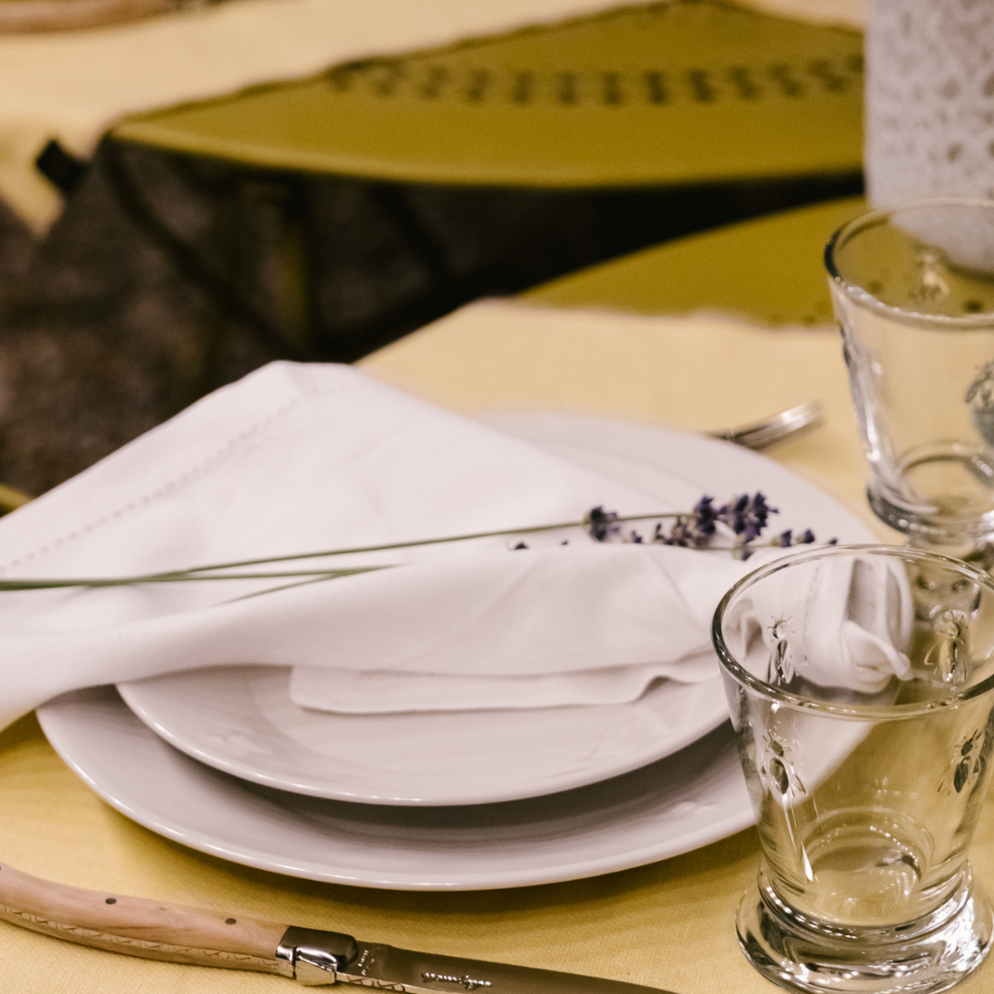 Bee Ceramic Dinner Plates — Ecru