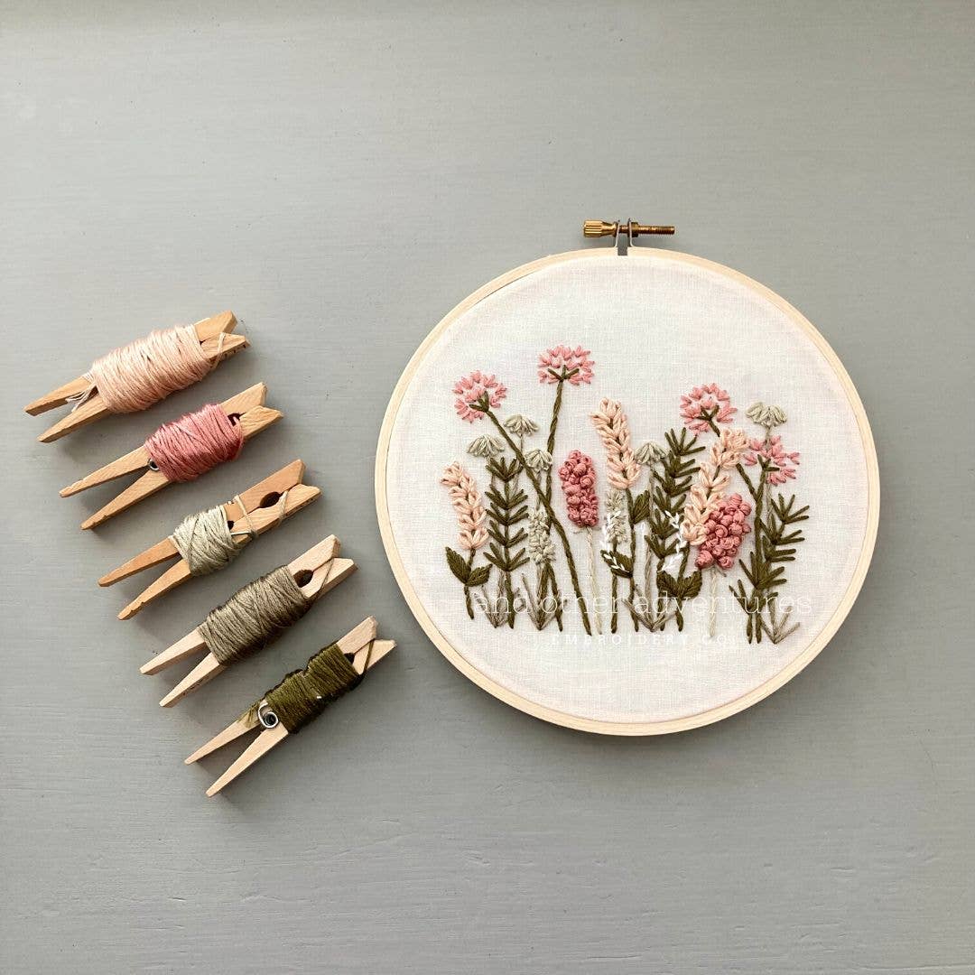 Meadow in Blush & Olive Hand Embroidery Kit