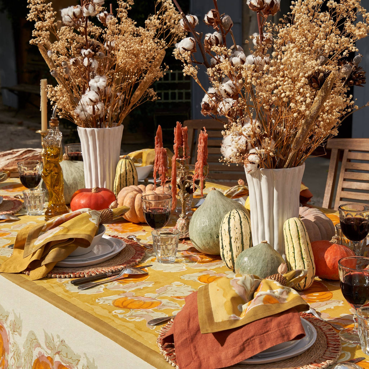 Pumpkin Orange & Mustard Tablecloth