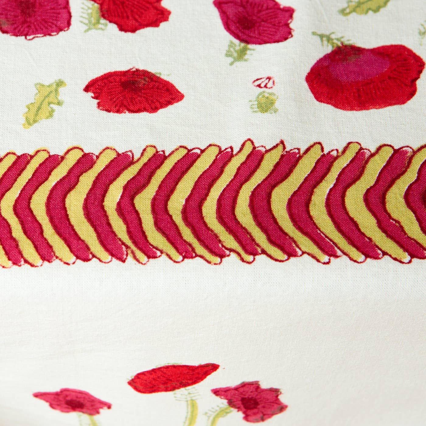 Poppies Red & Green French Tablecloth