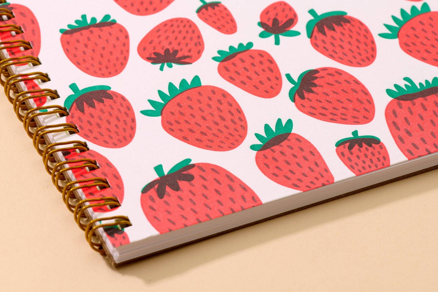 Colorful Modern Letterpress A5 Spiral Notebook—Strawberry