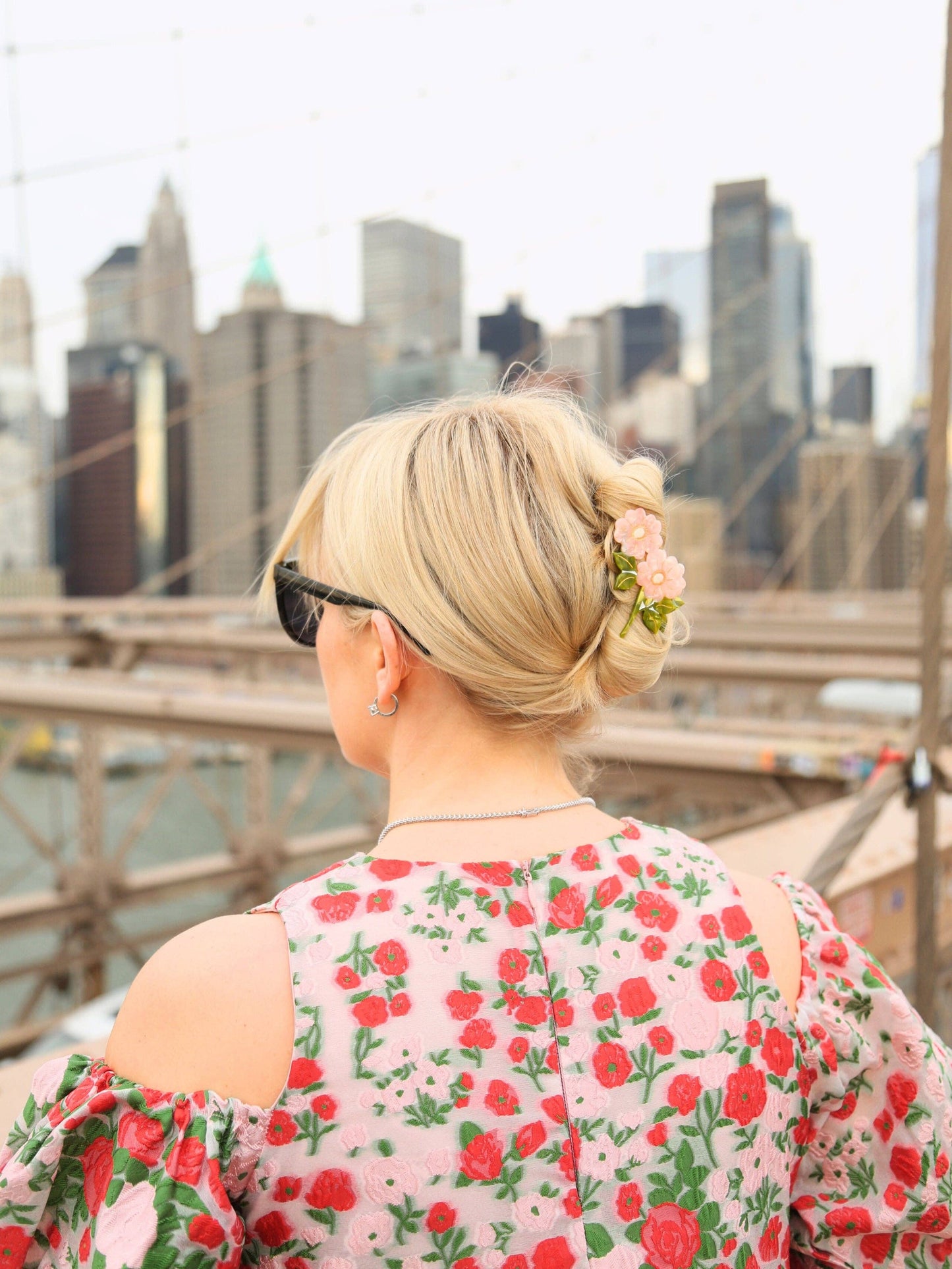 Hand-painted Wild Roses Claw Hair Clip | Eco-Friendly