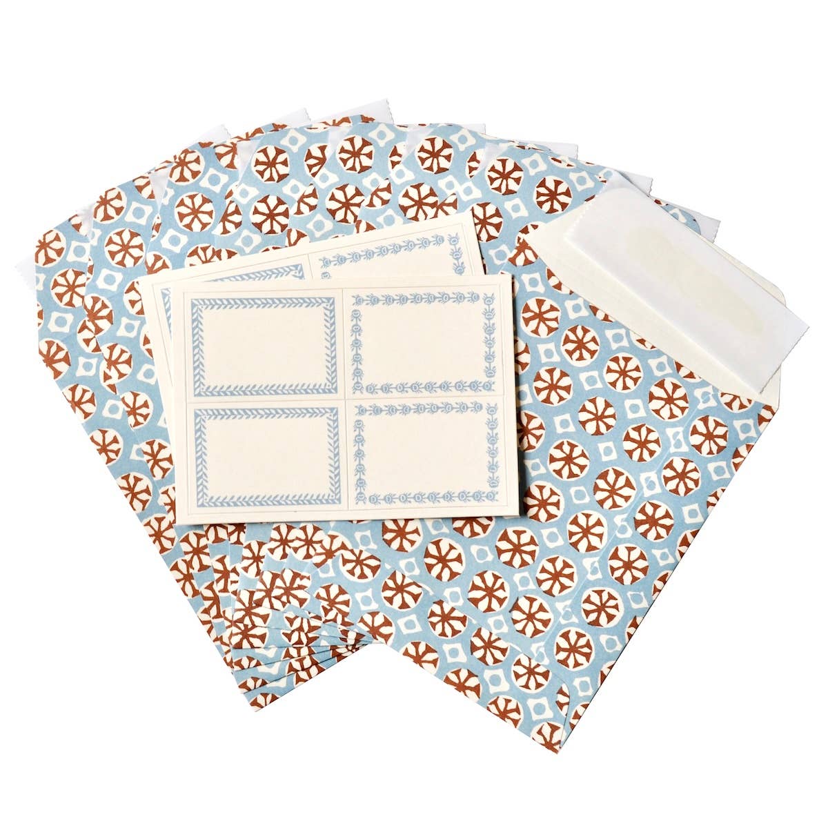A Packet of Eight Seed Envelopes in Sea Urchin Sky and Cocoa with Matching Labels