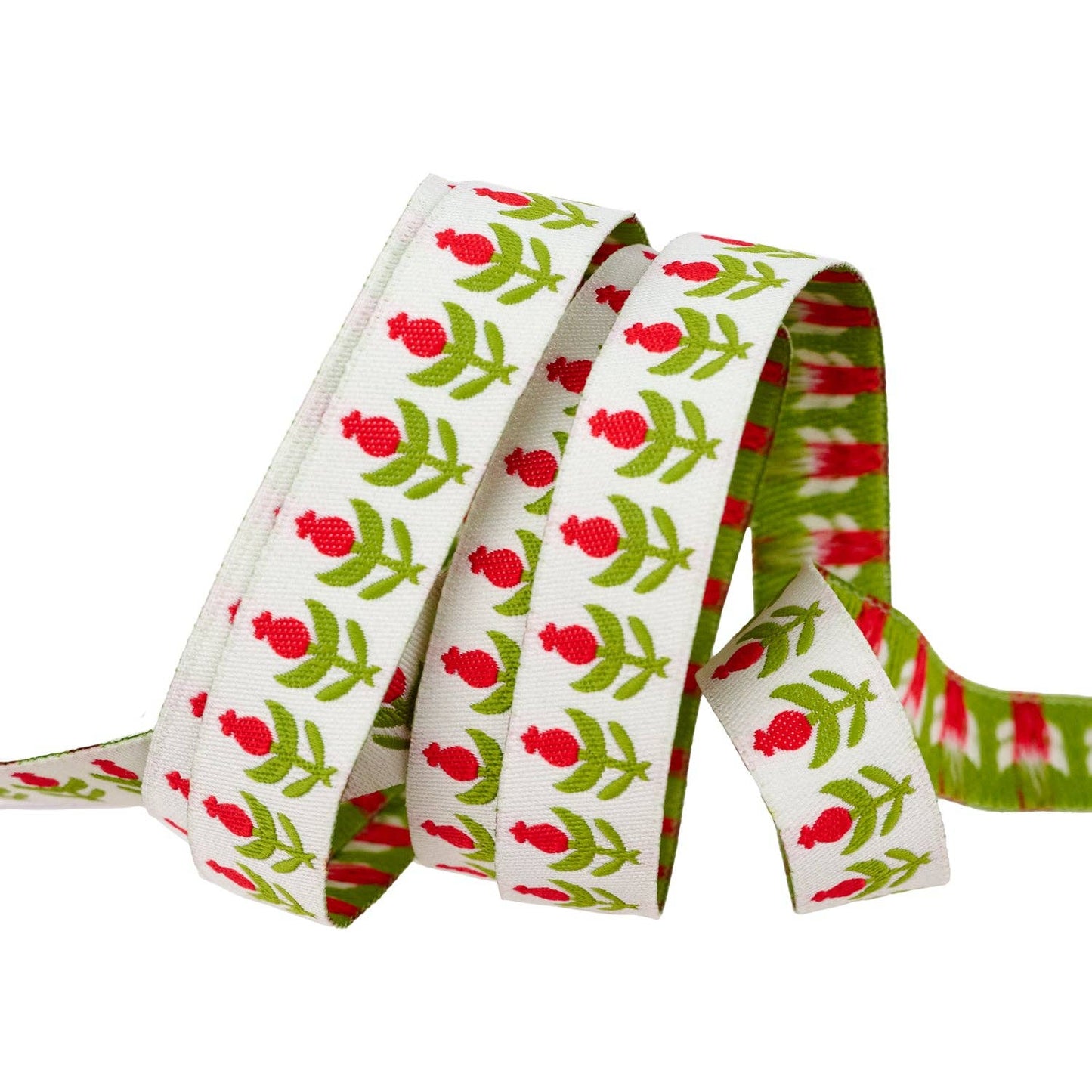 Buon Natale - Pomegranates in Ivory - 5/8" - by Joanna Figueroa - 5 Yard Spool