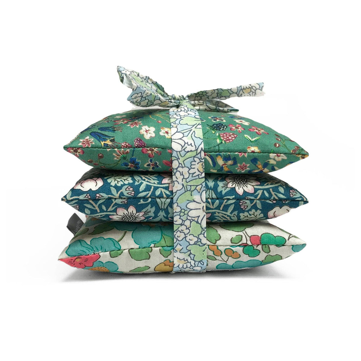 Stack of 3 Square Liberty Cotton Lavender Sachets - Green