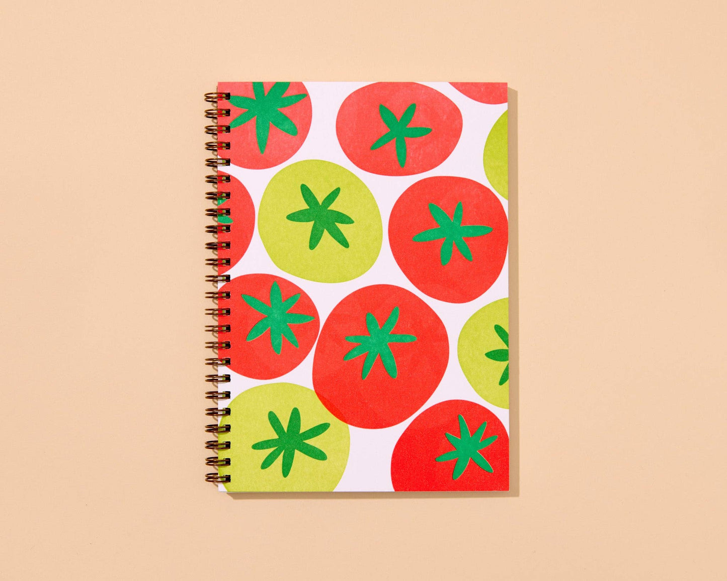 Colorful Summer Letterpress A5 Spiral Notebook—Tomato Garden