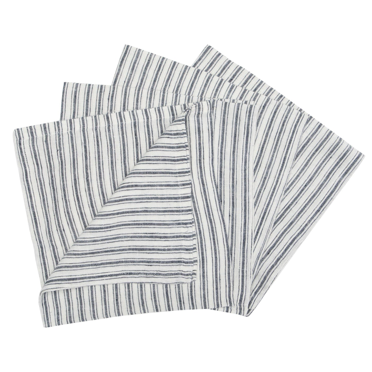 Boat Stripe Linen White & Blue Napkins 20x20 - Set of 4: White/Blue