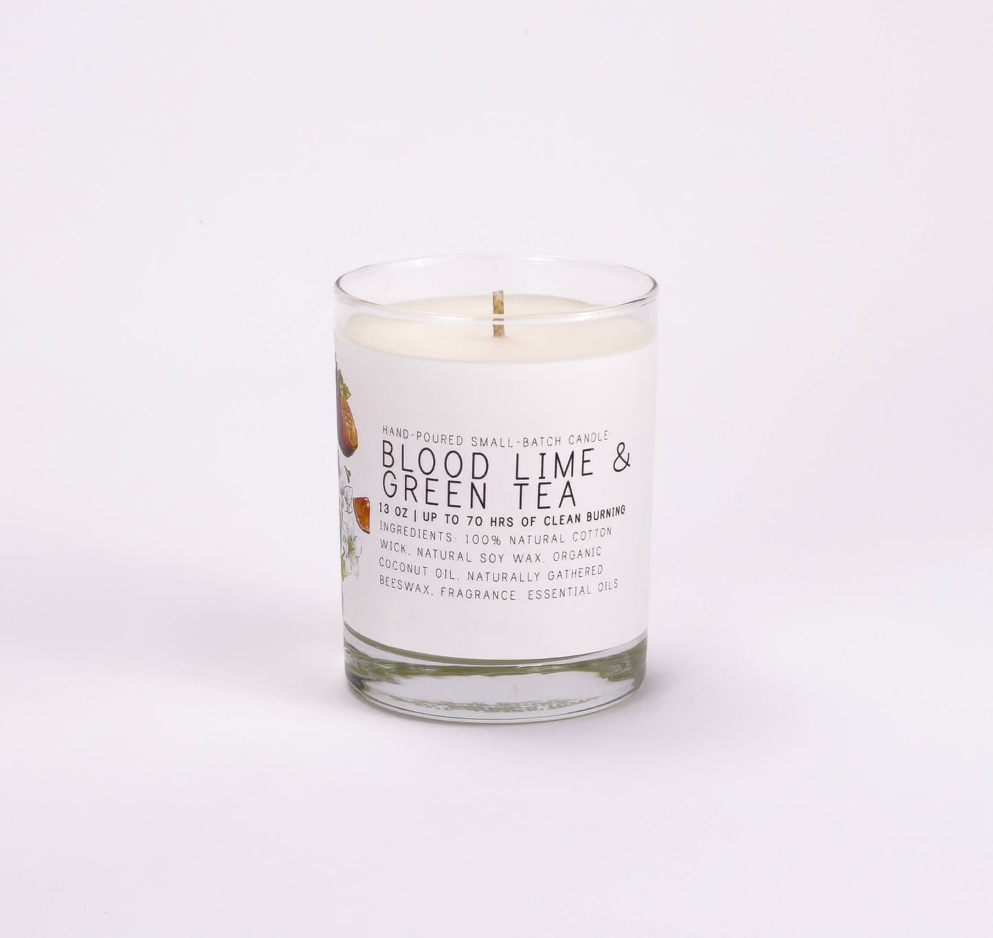 Blood Lime & Green Tea - Large Glass - Just Bee Candle: Large Glass (up to 70 hrs of clean burning)