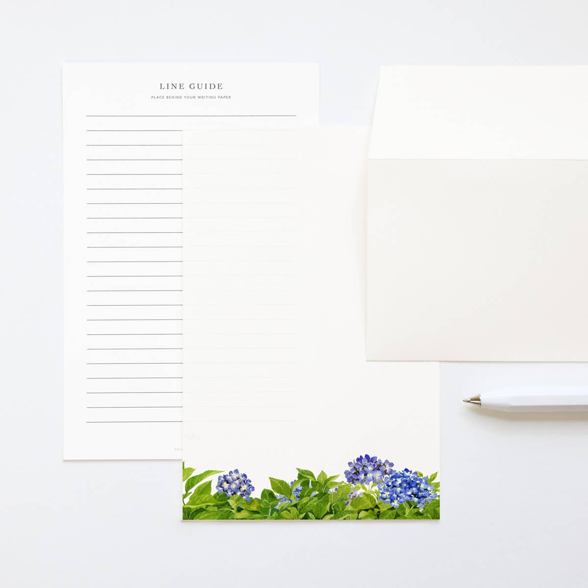 Garden Hydrangeas - Letter Writing Paper - Blue Flowers