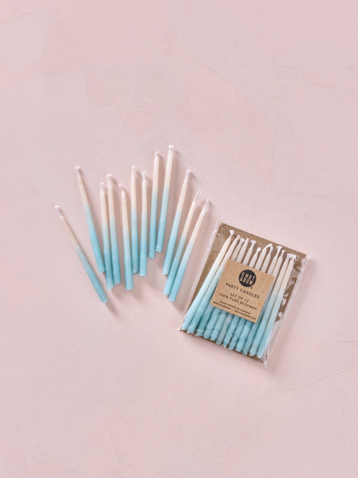 Hand-dipped Beeswax Birthday Candles | Aqua Ombré