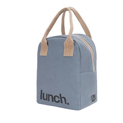 'Lunch' Blue - Zipper Lunch Bag