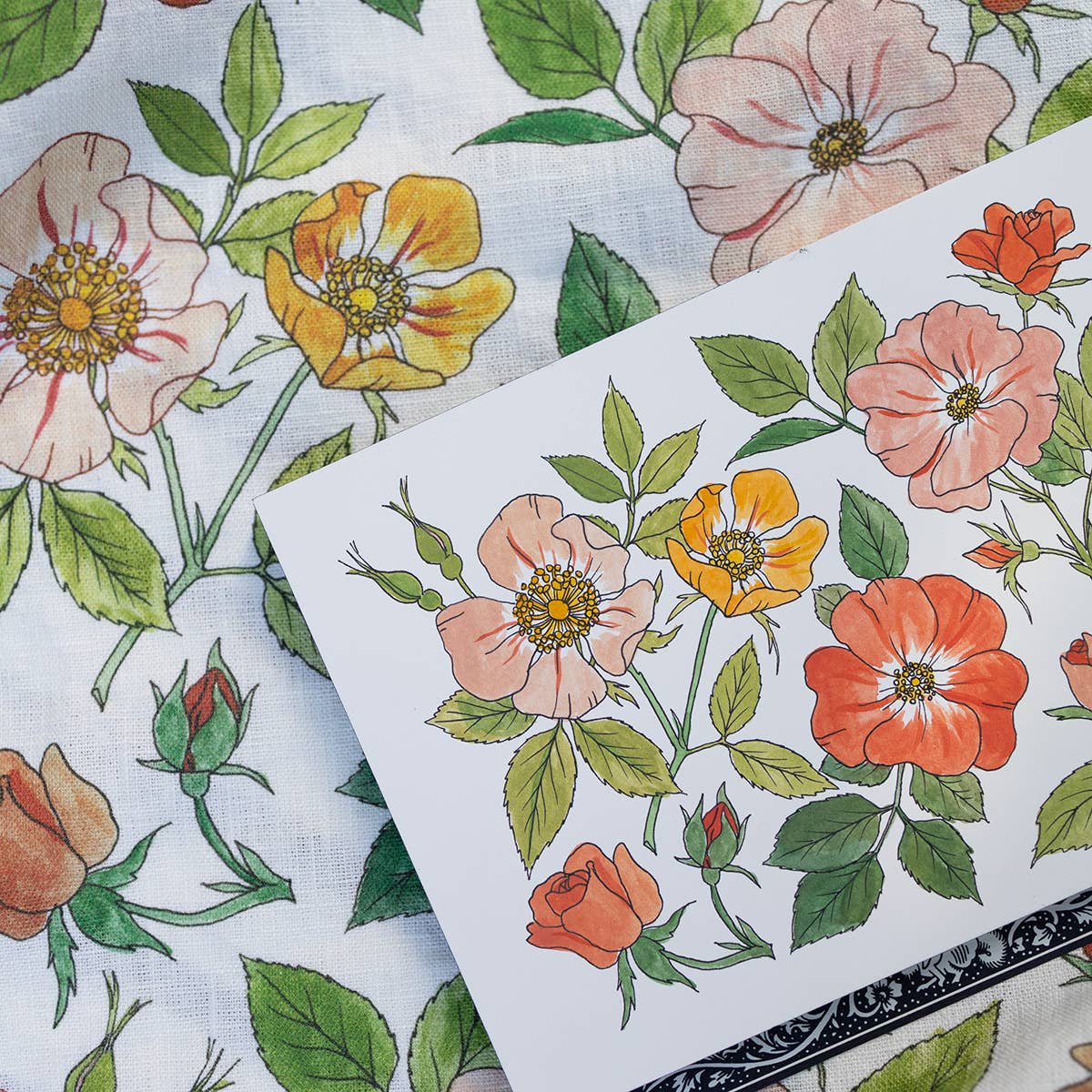 Wild Roses | 100% Linen Tea Towel