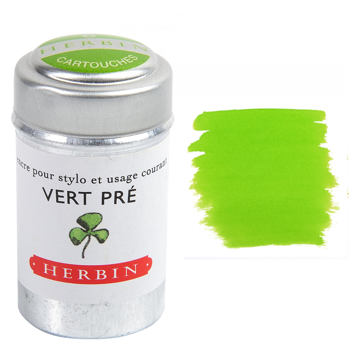 Herbin Fountain Pen Ink Cartridges - Tin of 6: Bleu Myosotis (Forget Me Not)