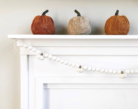 Ivory Pumpkin Fall Felt Ball Garland