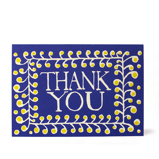 Pack of Ten Cards Thank You Pattern Ultramarine & Yellow