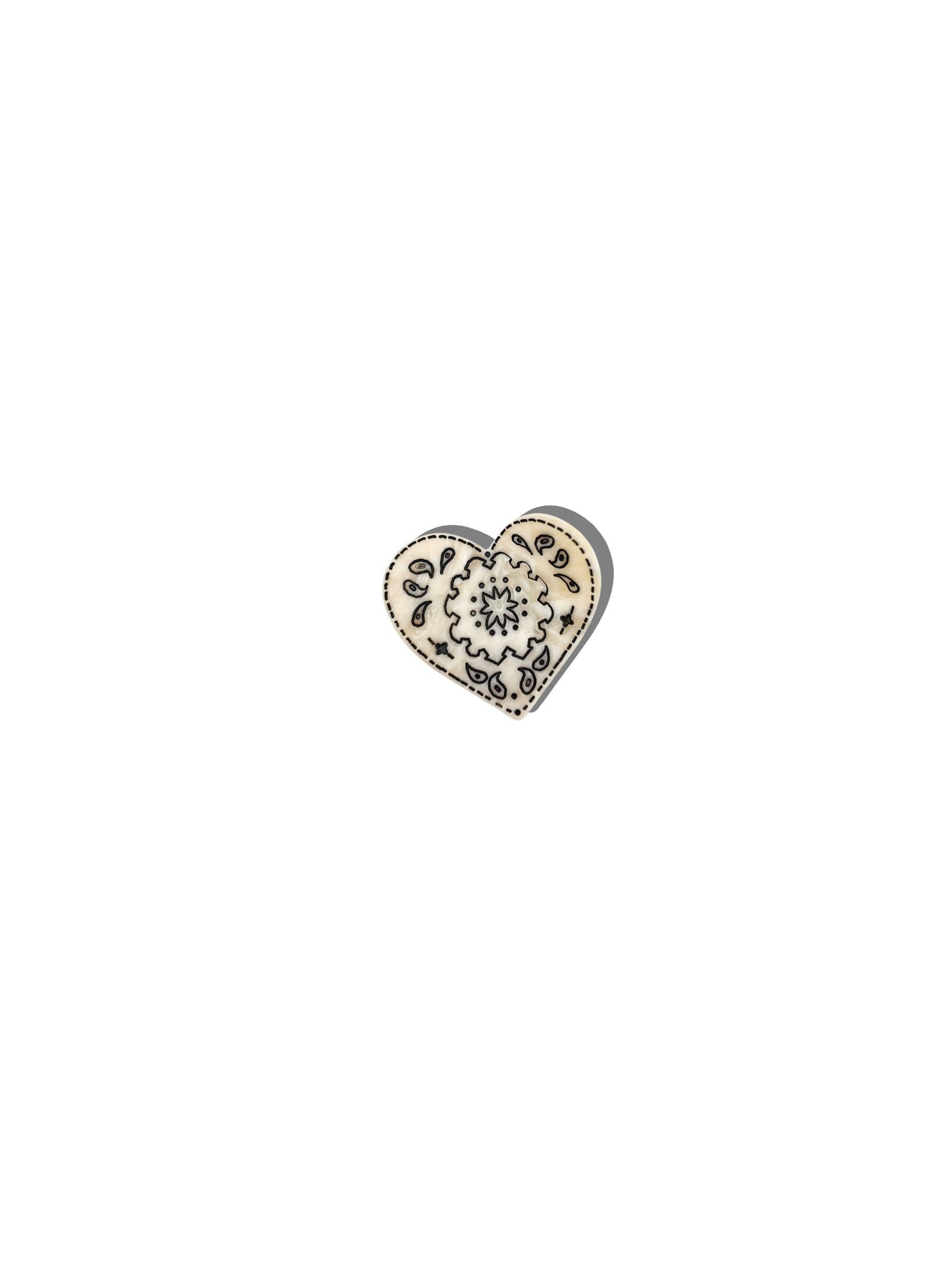 Hand-painted Mini Paisley Heart Claw Hair Clip: Red