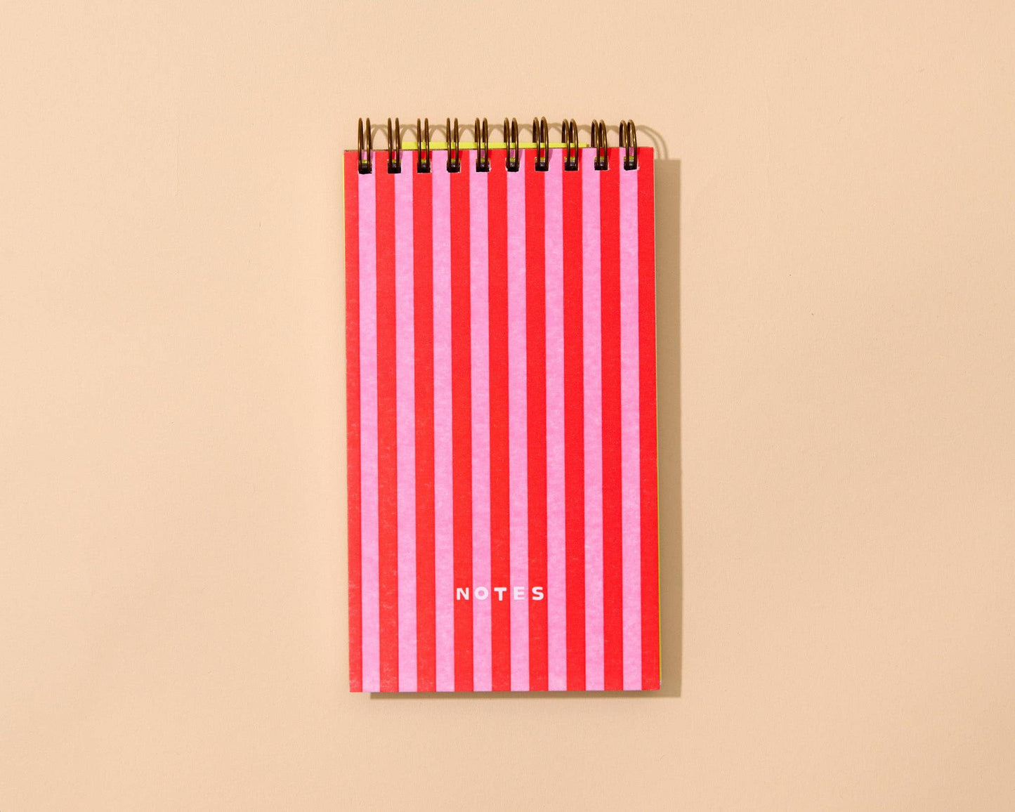 Small Fun Letterpress Spiral Notebook—Red/Pink Cabana Stripe