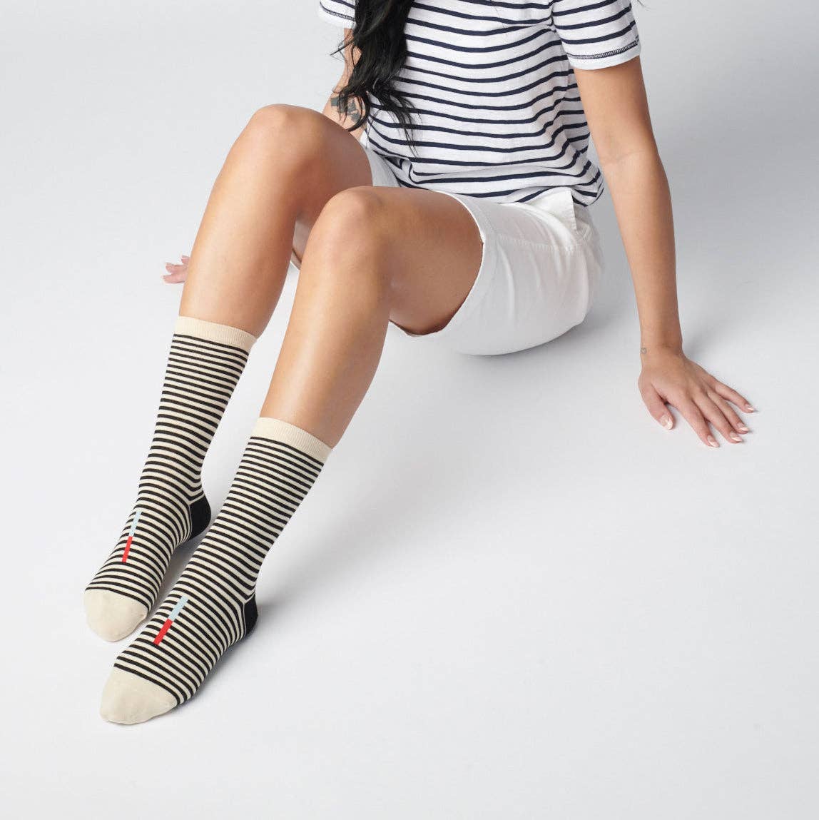 Cole Black and White Striped Socks