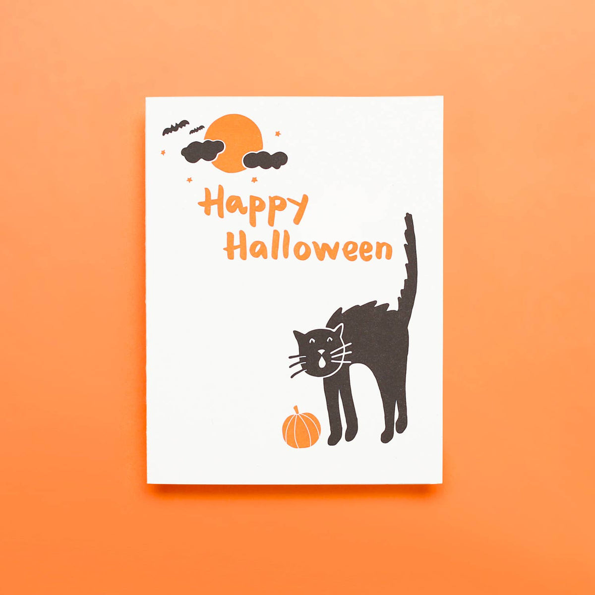 Halloween Cat - Letterpress Greeting Card