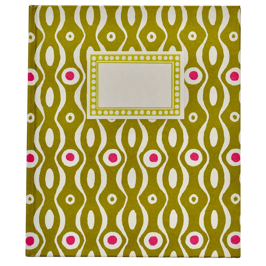 Large Hardback Notebook Persephone Bright Olive and Cool Pink (Plain)