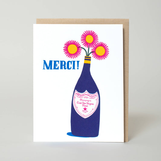 Merci Champagne Thank You Card by Lisa Congdon