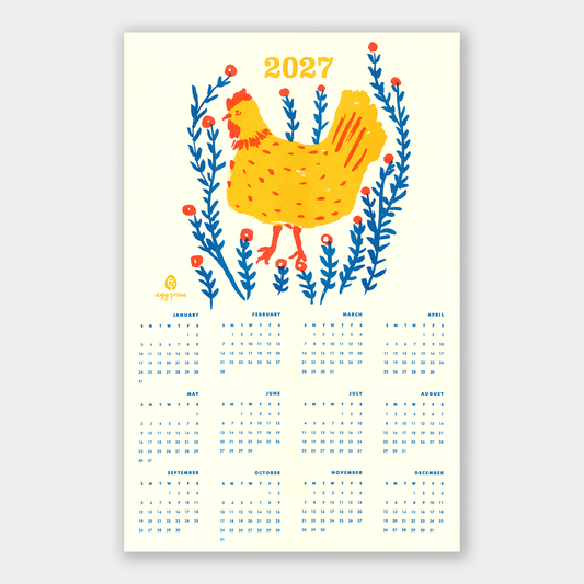 Chicken 2027 Calendar Illustrated Risograph Print