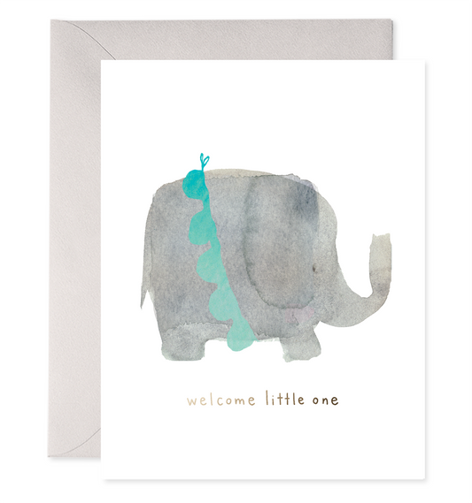 Welcome Little One Elephant Card | New Baby Greeting Card: