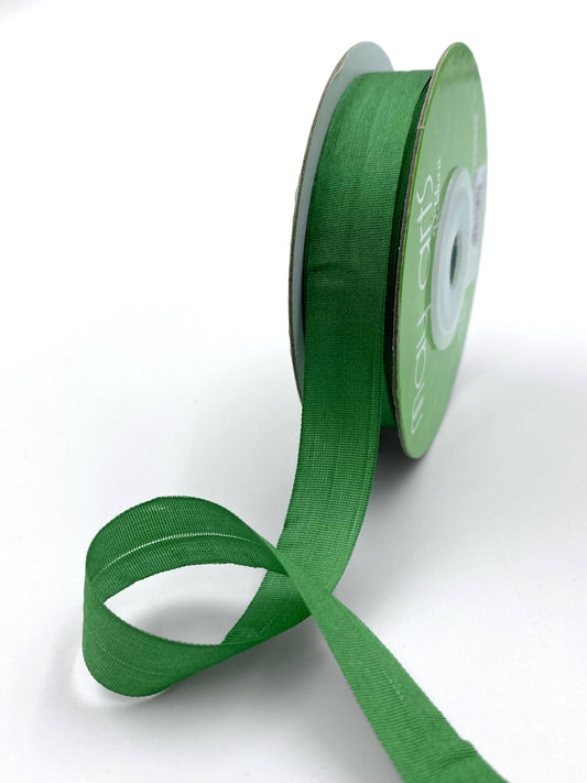 1/2" Green Hand-Dyed Woven 100% Silk Ribbon