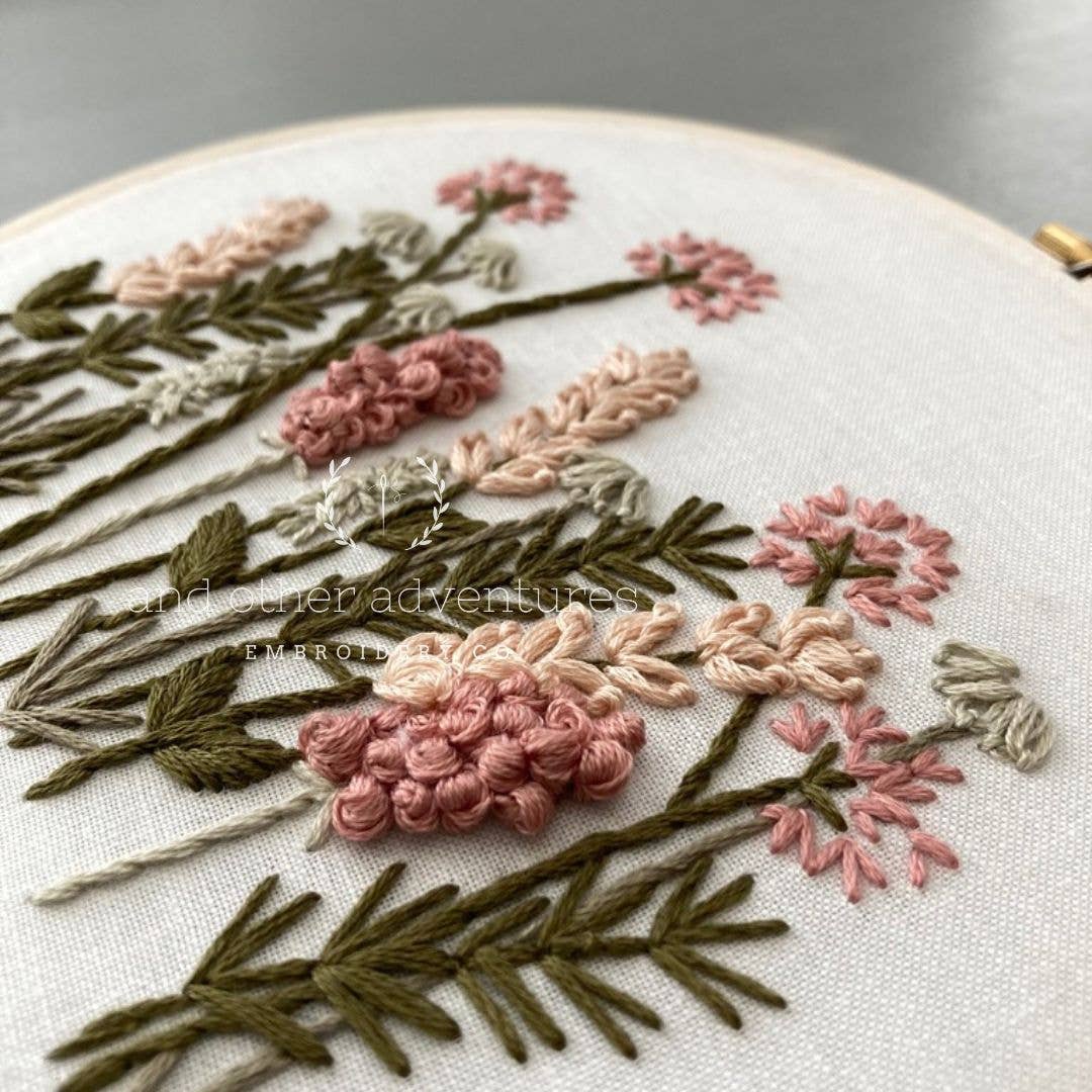 Meadow in Blush & Olive Hand Embroidery Kit