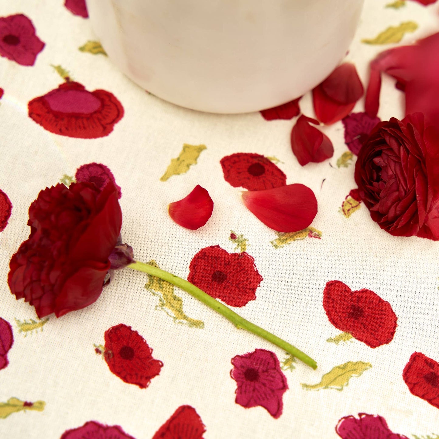 Poppies Red & Green French Tablecloth
