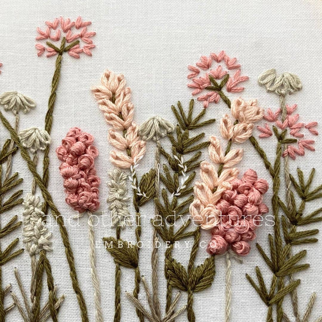 Meadow in Blush & Olive Hand Embroidery Kit
