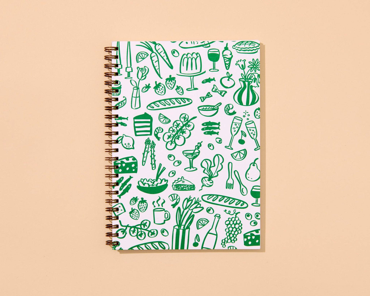 Letterpress A5 Lined Spiral Notebook—Dinner Party Drawings
