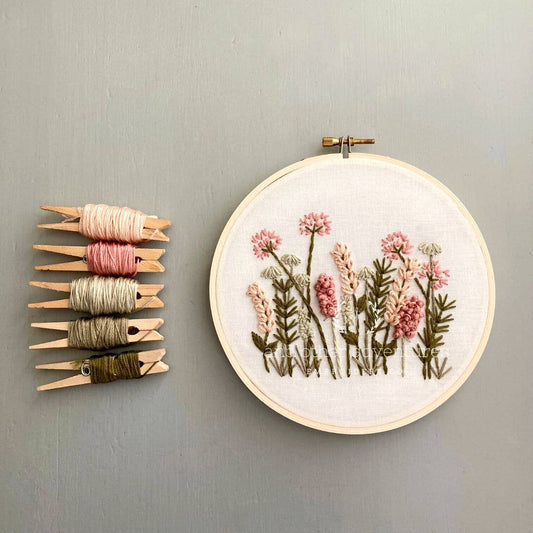 Meadow in Blush & Olive Hand Embroidery Kit