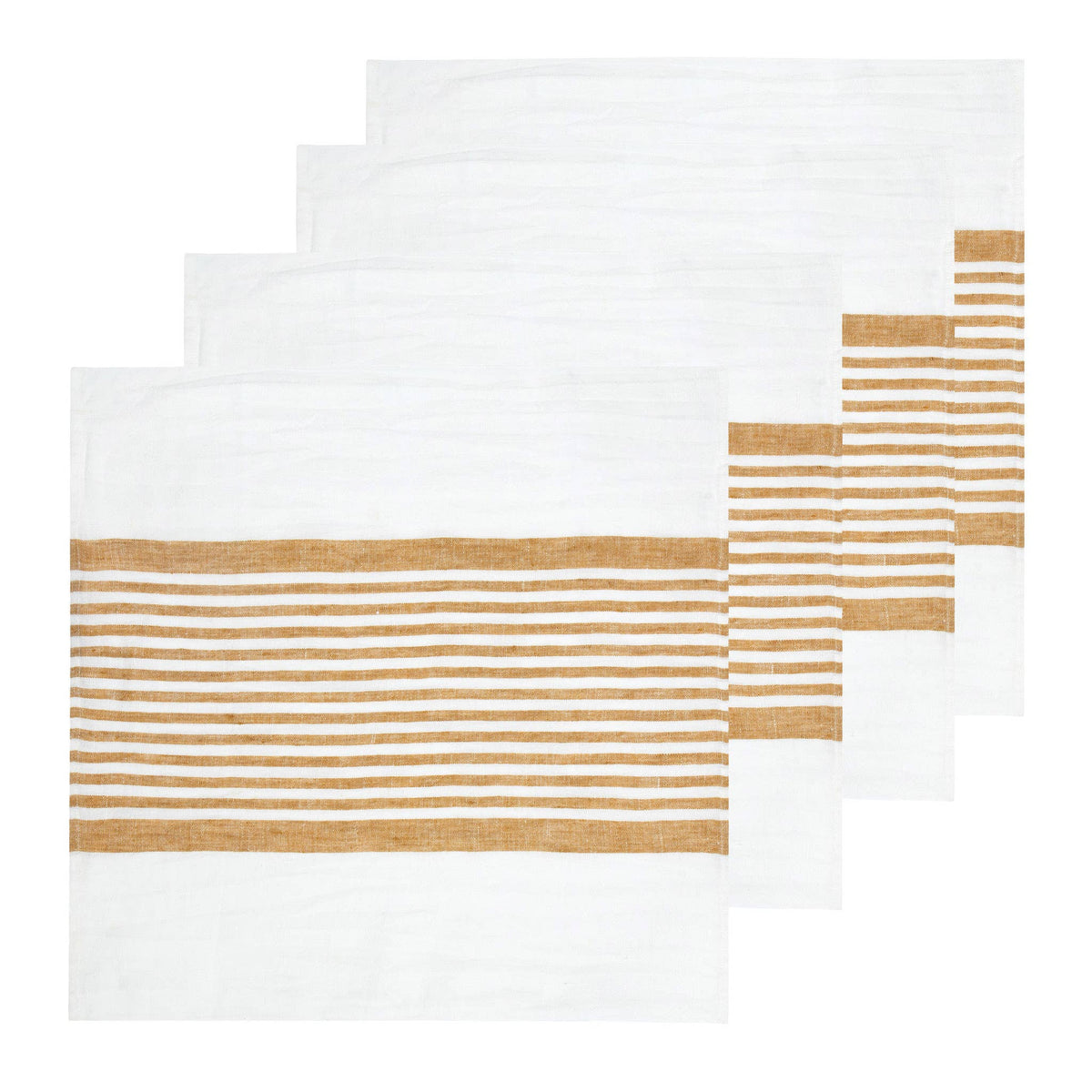 Brittany White & Mustard Napkins 20x20 - Set of 4