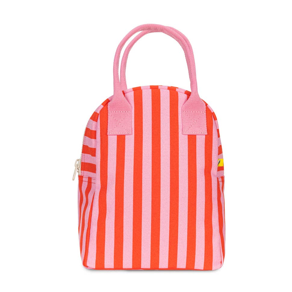 Awning Stripe Pink - Zipper Lunch Bag