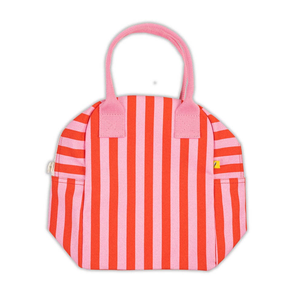Awning Stripe Pink - Zipper Lunch Bag
