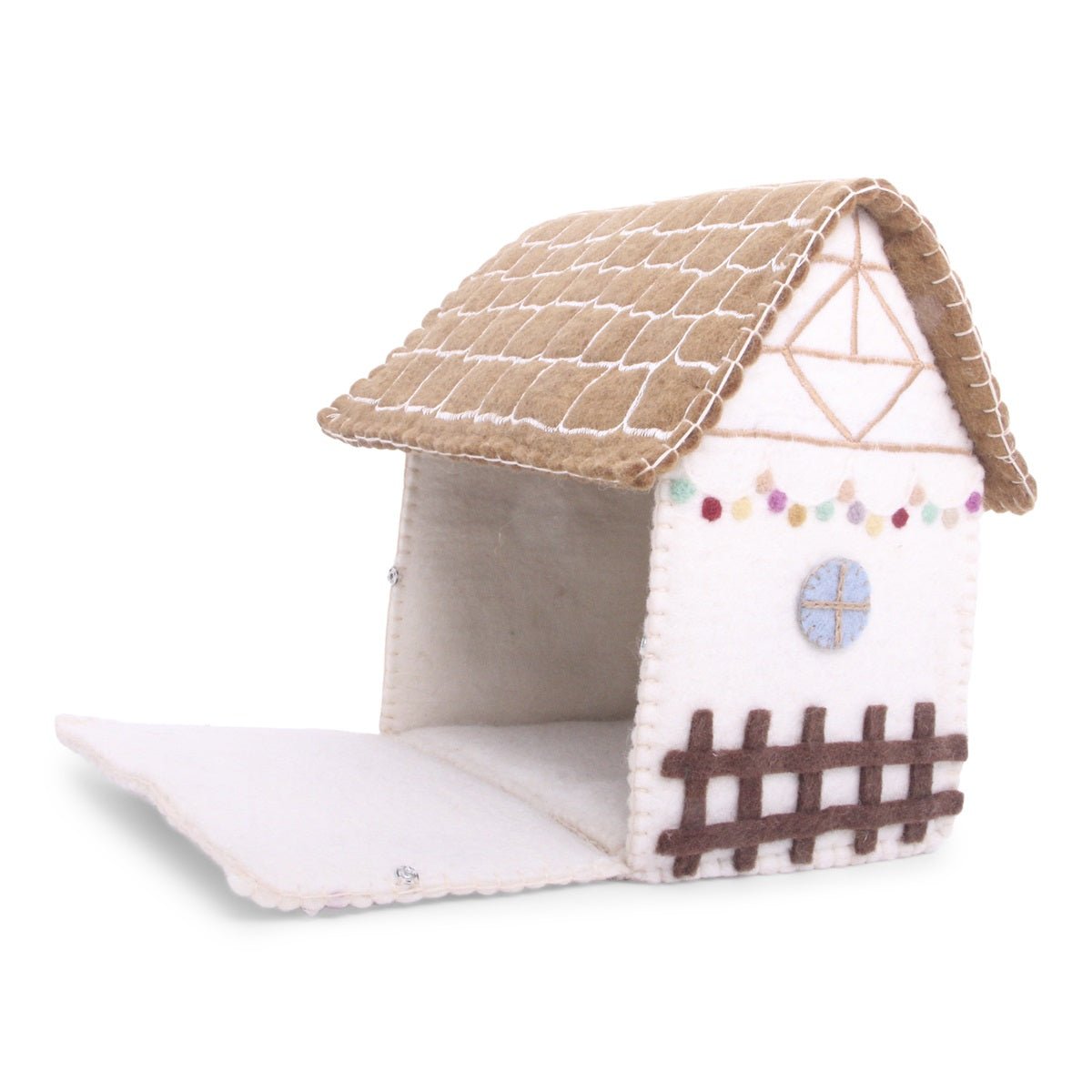 Felt House with String Light Garland