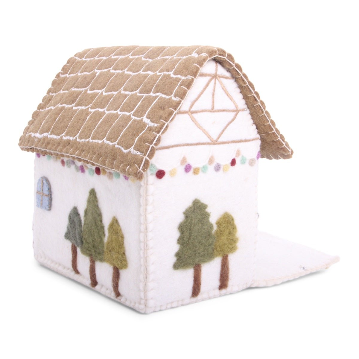 Felt House with String Light Garland